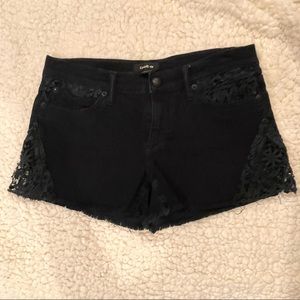 COPY - Bebe Black Denim & Lace Shorts, size 29